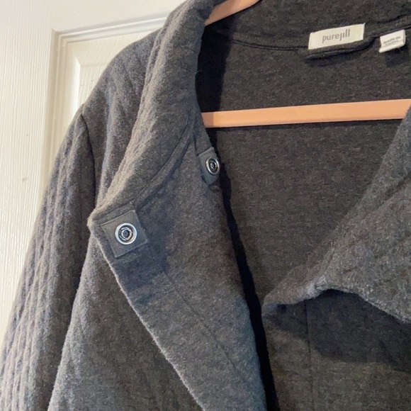 J Jill Pure Jill Womens Cardigan Fleece Quilted Jacket Dark Gray Size XL - Picture 8 of 11